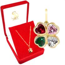 Pingente Em Ouro 18k Trevo de Zircônias Pingente Em Ouro 18k Trevo de Zircônias