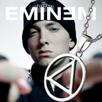 Pingente Eminem Triângulo Círculo Metal Prateado Colar Masculino Cordão Rap Hip Hop Coleção C
