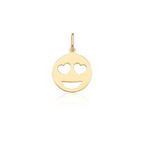 Pingente Emoji Do Amor Olhos De Coração Ouro 18k Pingente Emoji Do Amor Olhos De Coração Ouro 18k