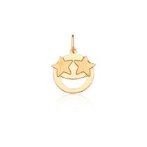 Pingente Emoji Super Animado Olhos De Estrela Ouro 18k