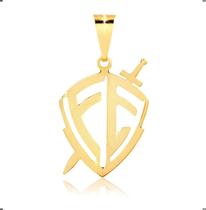 Pingente Escudo Da Fé Em Ouro 18k Teor 0,750