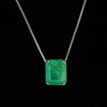Pingente esmeralda natural colombiana retangular 4.61cts prata de lei 925 - 42414 220u