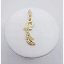 Pingente espada iansã cravejado mm zircônia banhado ouro