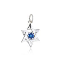 Pingente Estrela De Davi Com Zircônia Azul Prata 925 Kl
