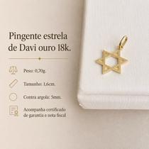 Pingente Estrela de Davi em Ouro 18K Pingente Estrela de Davi em Ouro 18K