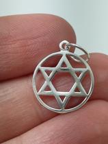 Pingente Estrela De Davi Redondo 1,5cm Prata Legitima 925