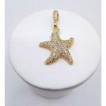 Pingente estrela mar cravejado mm zircônia banhado ouro