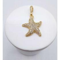 Pingente estrela mar cravejado mm zircônia banhado ouro