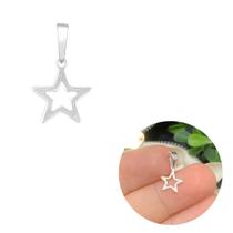 Pingente Estrela Vazada Pequena Prata Legítima Delicado 10mm