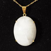 Pingente Extra Cabochão de Quartzo Leitoso com Montagem em Garra Dourada - Pacote com 3 Unidades