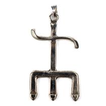 Pingente Exu Tridente 5,5 cm em Metal Niquelado