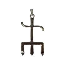 Pingente Exu Tridente 5,5 Cm Em Metal Niquelado