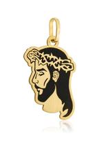 Pingente Face De Cristo Com Ródio Negro Em Ouro 18k