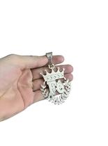 Pingente fé coroa gg banhado a prata 925