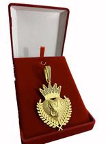 PINGENTE FÉ PEDRAS NA COROA GG - BANHADO OURO 18k