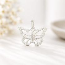 Pingente Feminino Borboleta de Prata 925 Original Maciça