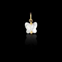 Pingente Feminino Borboleta em Cristal com Argola em Ouro 18k P12