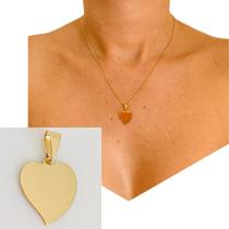 Pingente Feminino Chapa Placa Formato Coração Folheada a Ouro 18k Semijoia Pingente Feminino Chapa Placa Formato Coração Folheada a Ouro 18k Semijoia