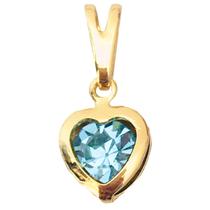 Pingente Feminino Coração Azul em Zircônia Cravejada Banhado a Ouro 18k