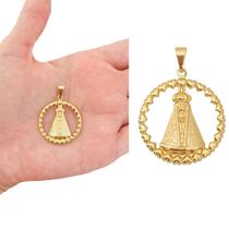 Pingente Feminino Nossa Senhora Aparecida Religioso Folheada a Ouro 18k Semijoia Pingente Feminino Nossa Senhora Aparecida Religioso Folheada a Ouro 18k Semijoia
