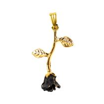 Pingente Feminino Pomba Gira Rosa Negra 3,5 Dourado
