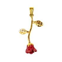 Pingente Feminino Pomba Gira Rosa Vermelho 3,5 Dourado