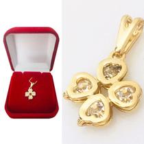 Pingente Feminino Trevo da Sorte Zircônias Cravejadas Folheada a Ouro 18k Pingente Feminino Trevo da Sorte Zircônias Cravejadas Folheada a Ouro 18k