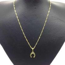 Pingente Ferradura + Colar Singapura Folheado Ouro 18k 45cm