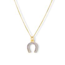 Pingente Ferradura com zircônias cravejadas semijoia banhado ouro 18k