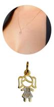 Pingente Filha Menina Bicolor Pequena Em Ouro 18k Pingente Filha Menina Bicolor Pequena Em Ouro 18k