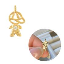 Pingente filho masculino menino banhado a ouro cravejado