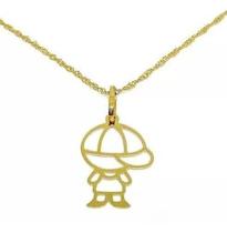 Pingente Filho Menino Em Ouro 18k Vazado