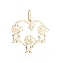 Pingente Filhos 3 Meninos Coração Ouro 18k Peso 0.4gr Nota