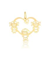 Pingente Filhos Coração 2 Meninas E 1 Menino Ouro 18k 0.4gr 1783674