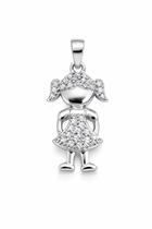 Pingente Filhos Minimalista Cravejados Prata 925
