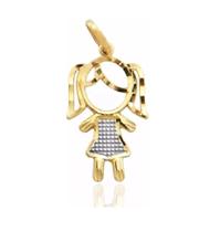 Pingente Filhos Pingente Menina Ouro 18k Amarelo E Branco 490580