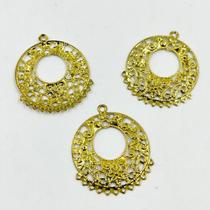 Pingente Filigrana 42x30mm 20pç Metal Dourado Artesanato 36g