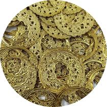 Pingente Filigrana 53x49mm Metal Dourado 30pçs 87g
