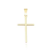 Pingente Fino Crucifixo Agulha Masculino Banhado a Ouro 18k