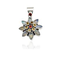 Pingente Flor Pedra da Lua Prata 925