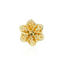 Pingente Flor Vada 1,5 Cm Trabalhado Em Ouro 18K