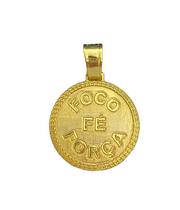 Pingente foco força fé g - banhado a ouro 18k