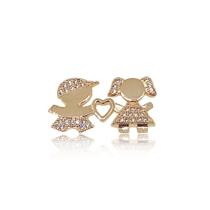 Pingente Folhado a ouro com pedrinhas Zirconias Casal