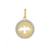 Pingente Folheada Redondo Com Espirito Santo Vazado E Ródio