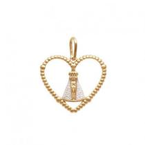 Pingente Folheado Coração Nossa Senhora Aparecida Ródio Pingente Folheado Coração Nossa Senhora Aparecida Ródio