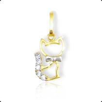 Pingente Gatinha Com Zirconias Ouro 18k Pingente Gatinha Com Zirconias Ouro 18k