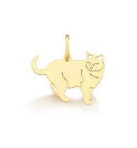 Pingente Gato Pet Ouro 18 k Peso 0.55 Grama 11 mm