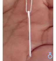 Pingente Geometrico Palito 5cm Minimalista Em Prata Lei 925