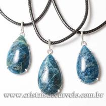 Pingente Gota 30mm de Apatita Azul com Garra em Prata 950 - Atacado