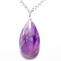 Pingente Gota Ametista Natural com Montagem em Pino Prateado - Atacado